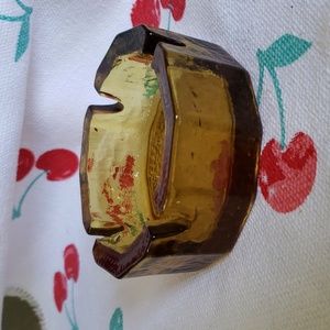 Blenko Ashtray Mid century honey glass  pebbled paneled